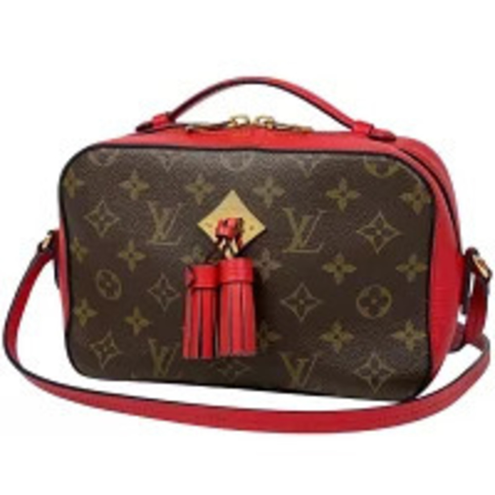 Louis Vuitton Saintonge Crossbody Shoulder Bag Monogram Brown Coquelicot Red